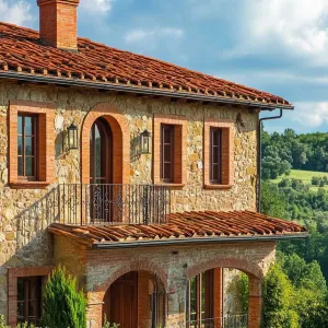 Terra-cotta Roof Tiles With Wrought Iron Accents