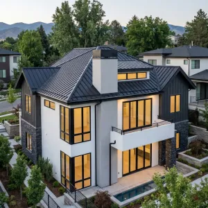 Urban Villa With Tiered Black Roof
