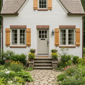 Brick Delight with a Floral Welcome
