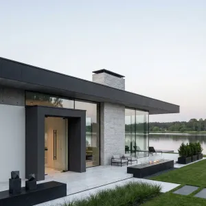 Lakeside Ribbon Villa With Quiet Flame