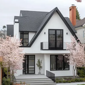Preview of Serene White House Nestled Among Blossoming Trees