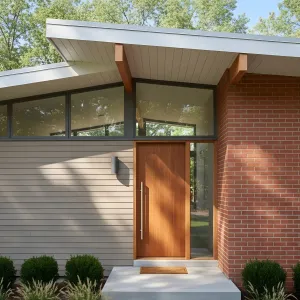 Splayed Roofline With Cedar Entry Calm
