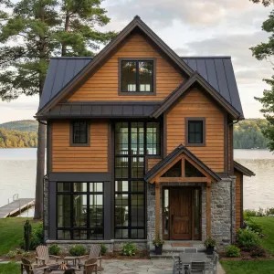 Lakefront Lofted Cedar Frame Retreat