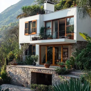 Modern Cliffside Escape with Stunning Foliage