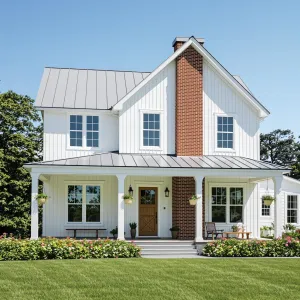 Welcoming White Retreat with a Brick Twist