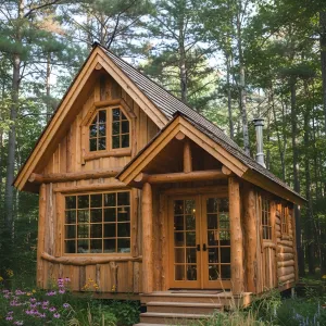 Tiny Timber Oasis: Flower-Embraced Retreat