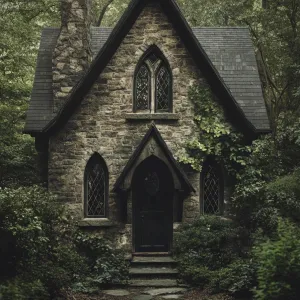 Gothic Whimsy: Stone Cottage in the Forest