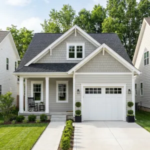Bright Gray Cottage With Relaxed Porch
