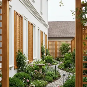 Side Garden Walk With Timber Trellises