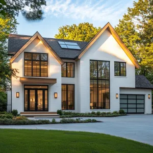 Modern Manor Bathed in Golden Light