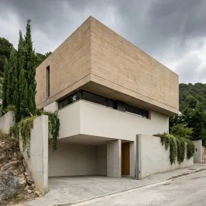 Hillside Stacked Concrete Retreat