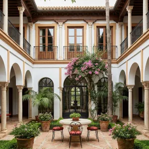 Bougainvillea-Framed Courtyard With Balcony Gallery