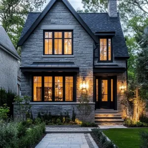 Charming Stone Cottage with Warm Glowing Windows