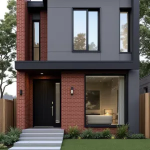 Modern Brick Masterpiece with Sleek Gray Panels