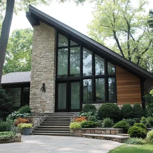 Imposing A-Frame with a Stony Embrace