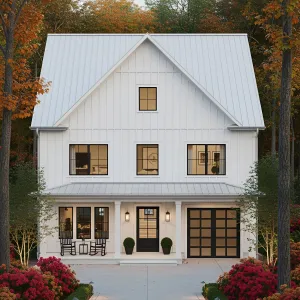 Crisp White Haven with Sleek Modern Garage