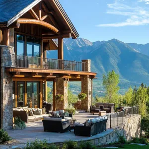 Log Cabin Dreamscape with a Mountain Backdrop