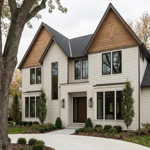 Tall Gabled Shiplap Suburban Manor