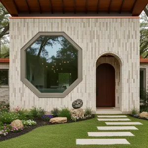 Octagon Oasis: A Glass and Brick Delight
