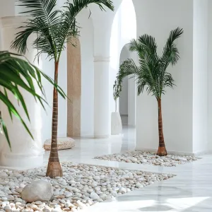 Modern Oasis: Chic Indoor Courtyard With Palm Trees