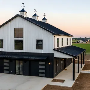 Barnhouse Splendor: Ebony & Snow Delight