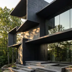 Shadowed Ledge Concrete Forest House