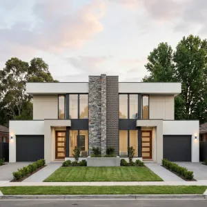 Contemporary Central Column Twin Residence