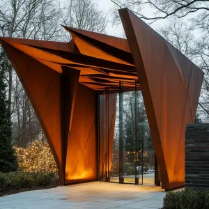 Origami Oasis: Folded Steel Retreat