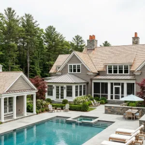 New England Manor With Courtyard Pool