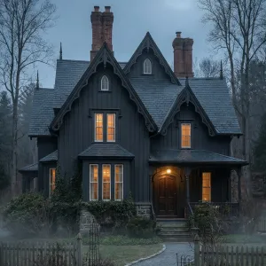 Moonlit Gothic Gable Woodland House