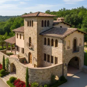 Towered Courtyard Tuscan Manor