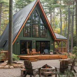 Large Cabin with Forest Green Siding