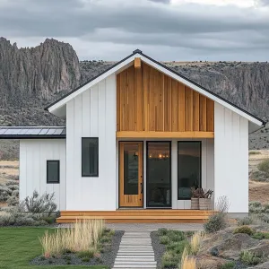 White and Wood Wonder With Mountain Views