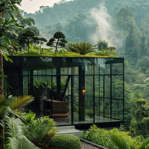 Glass Cabin With Green Roof Garden