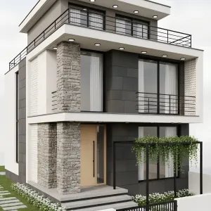 Slate Tower Home With Garden Trellis