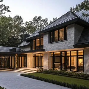 Majestic Modern Manor in Evening Glow