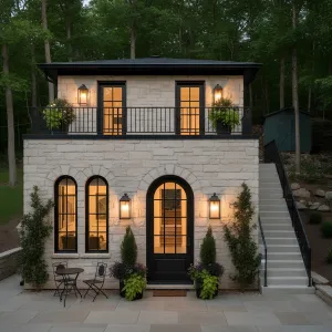 Stone-Arcade Balcony Bungalow