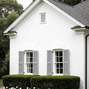 Crisp White Façade with Playful Shutters