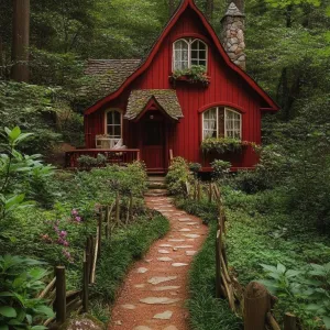 Charming Red Cottage in Enchanted Forest