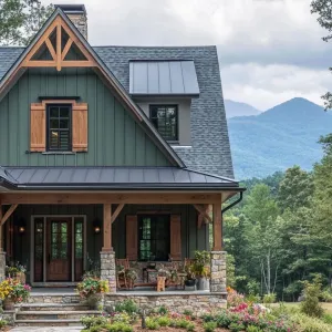 Moss Green With Black Metal Roofing