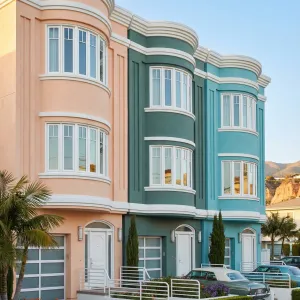 Pastel Crescent Front Art Deco Row
