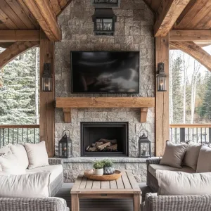 Rustic Retreat: A Cozy Fireside Lounge
