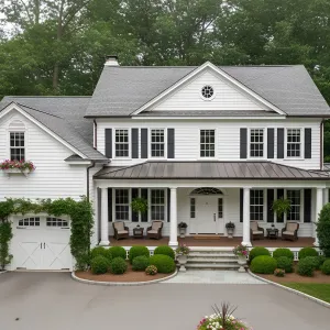 Copper-Porch Colonial with Garden Flourish