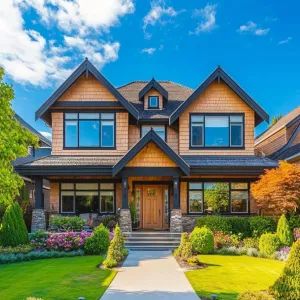 Gabled Grandeur with a Garden Greeting