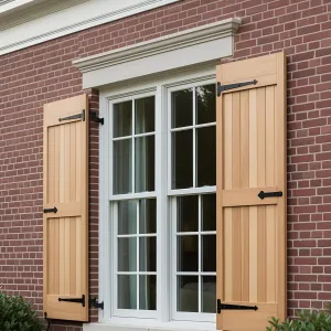 Luminous Brick Facade with Cozy Timber Shutters