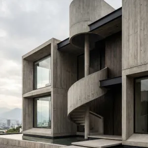 Spiral Tower Concrete Hillside Dwelling