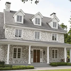 Grand Stone Villa with Porch Charm