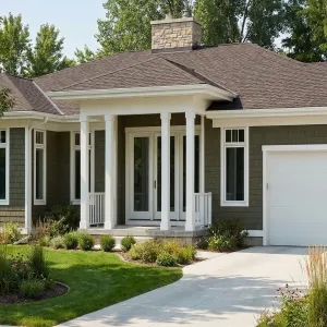Sage Bungalow With Breezy Columned Porch