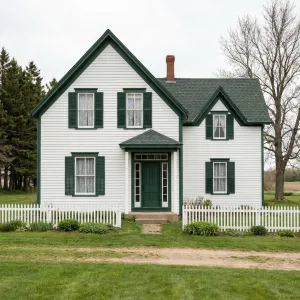 Emerald Trim Gabled Country Dwelling