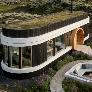 Curved Comfort in Mossy Embrace